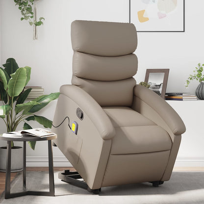 Poltrona Alzapersone Massaggi Reclinabile Cappuccino Similpelle | homemem39