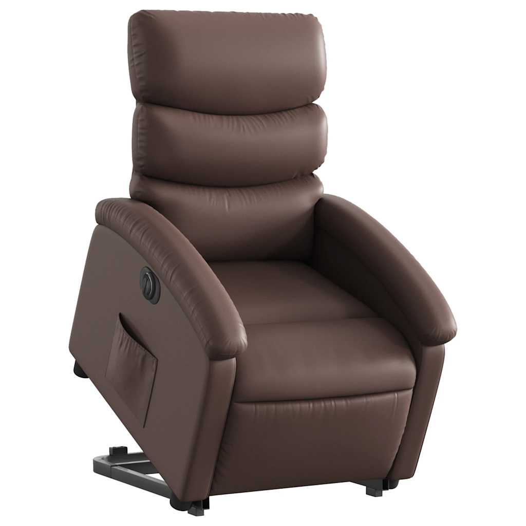 Poltrona Alzapersona Reclinabile Marrone in Similpelle