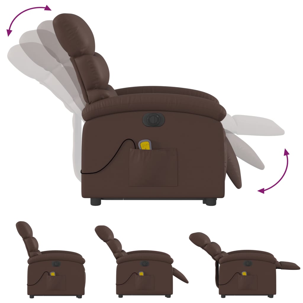 Poltrona Alzapersona Elettrica Reclinabile Marrone Similpelle - homemem39