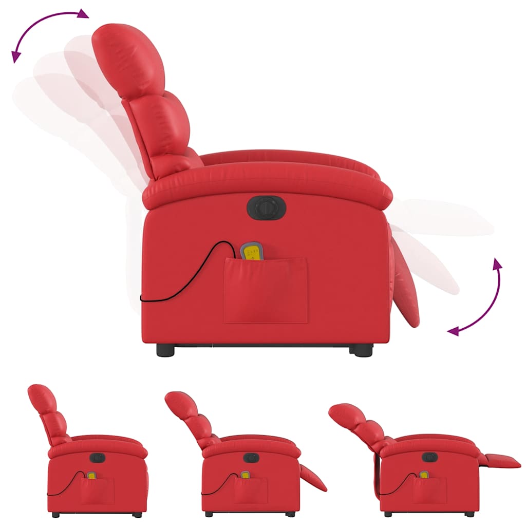 Poltrona Alzapersona Reclinabile Elettrica Rossa in Similpelle | homemem39