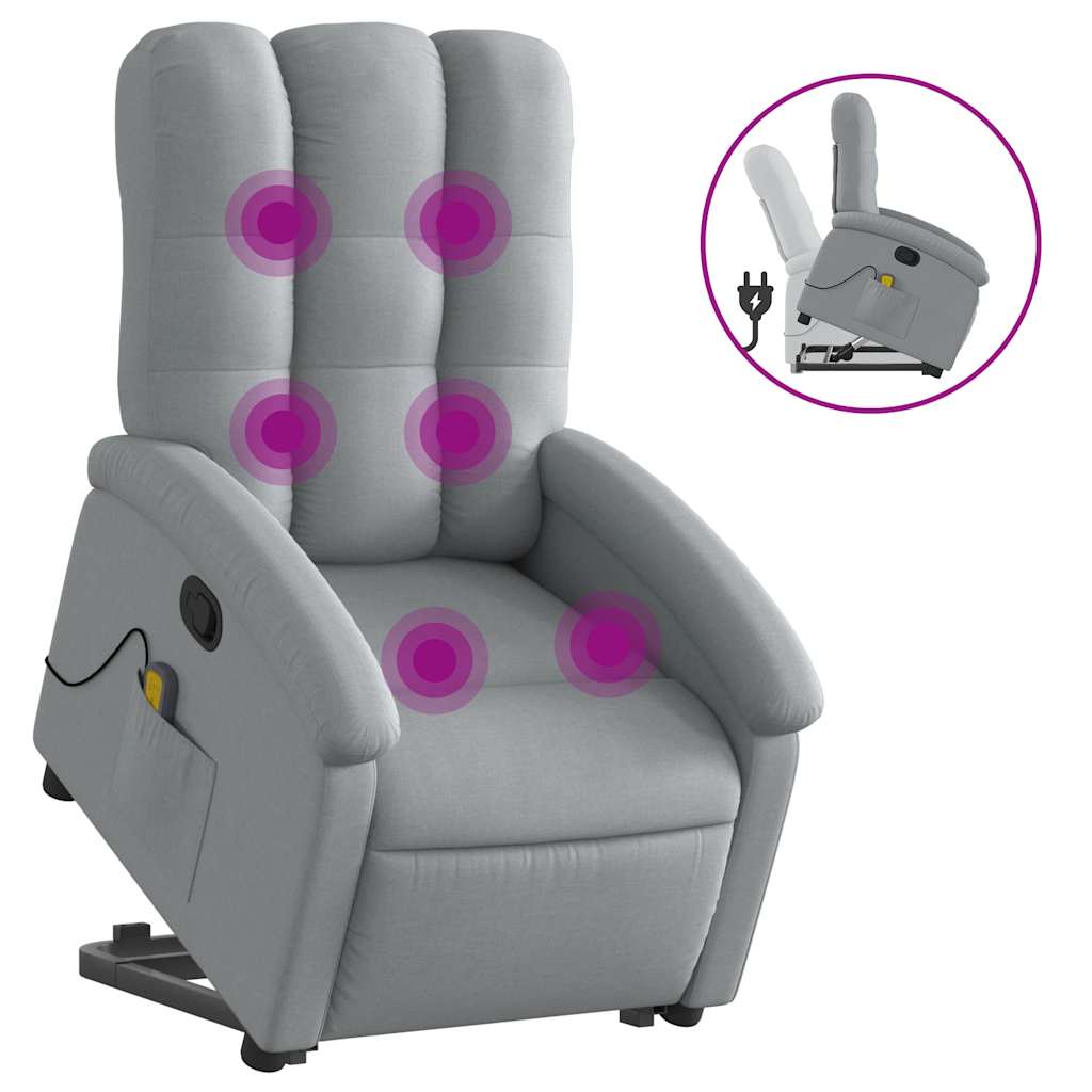 Poltrona Alzapersona Massaggi Reclinabile Grigio Chiaro Tessuto | homemem39