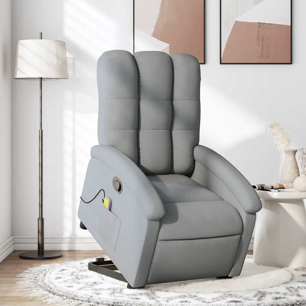 Poltrona Alzapersona Massaggi Reclinabile Grigio Chiaro Tessuto | homemem39