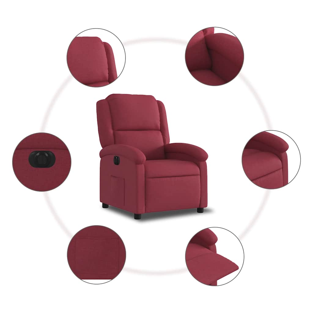 Poltrona Elettrica Reclinabile Rosso Vino in Tessuto | homemem39