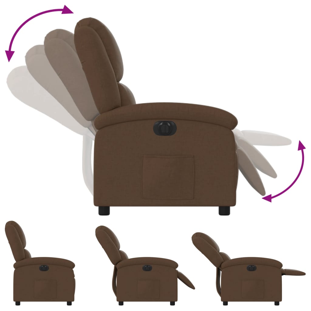 Poltrona Elettrica Reclinabile Marrone in Tessuto | homemem39