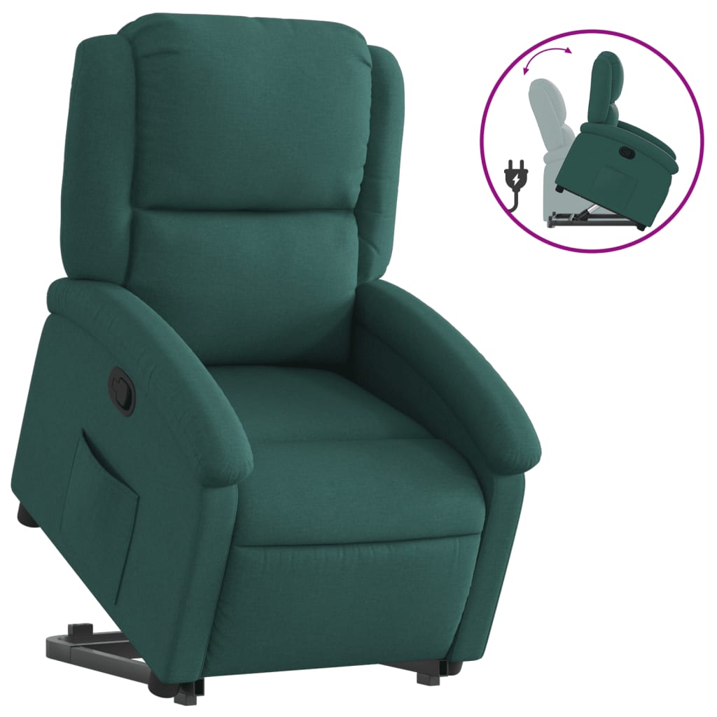 Poltrona Alzapersona Reclinabile Verde Scuro in Tessuto | homemem39