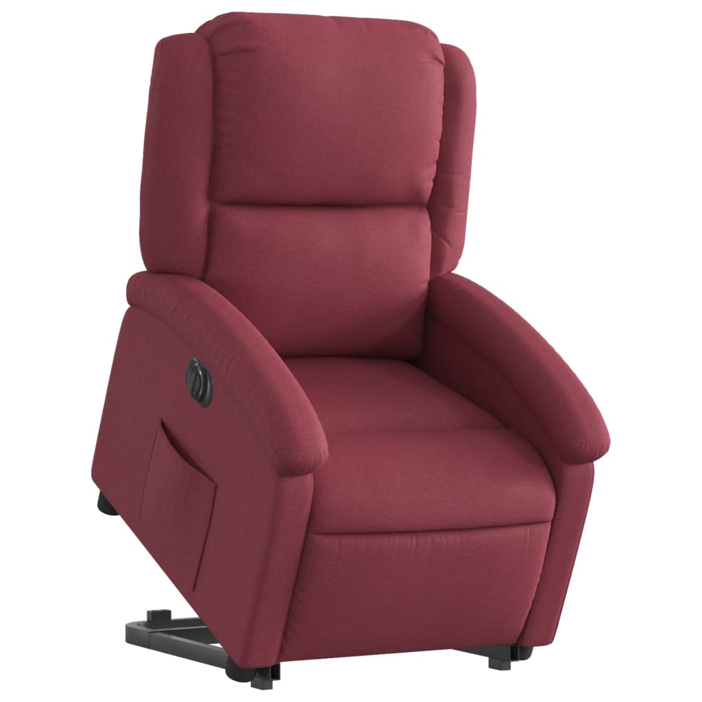 Poltrona Alzapersona Reclinabile Elettrica Rosso Vino Tessuto | homemem39