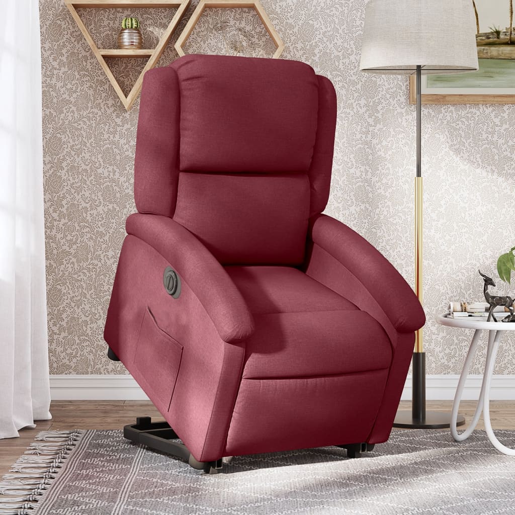 Poltrona Alzapersona Reclinabile Elettrica Rosso Vino Tessuto | homemem39
