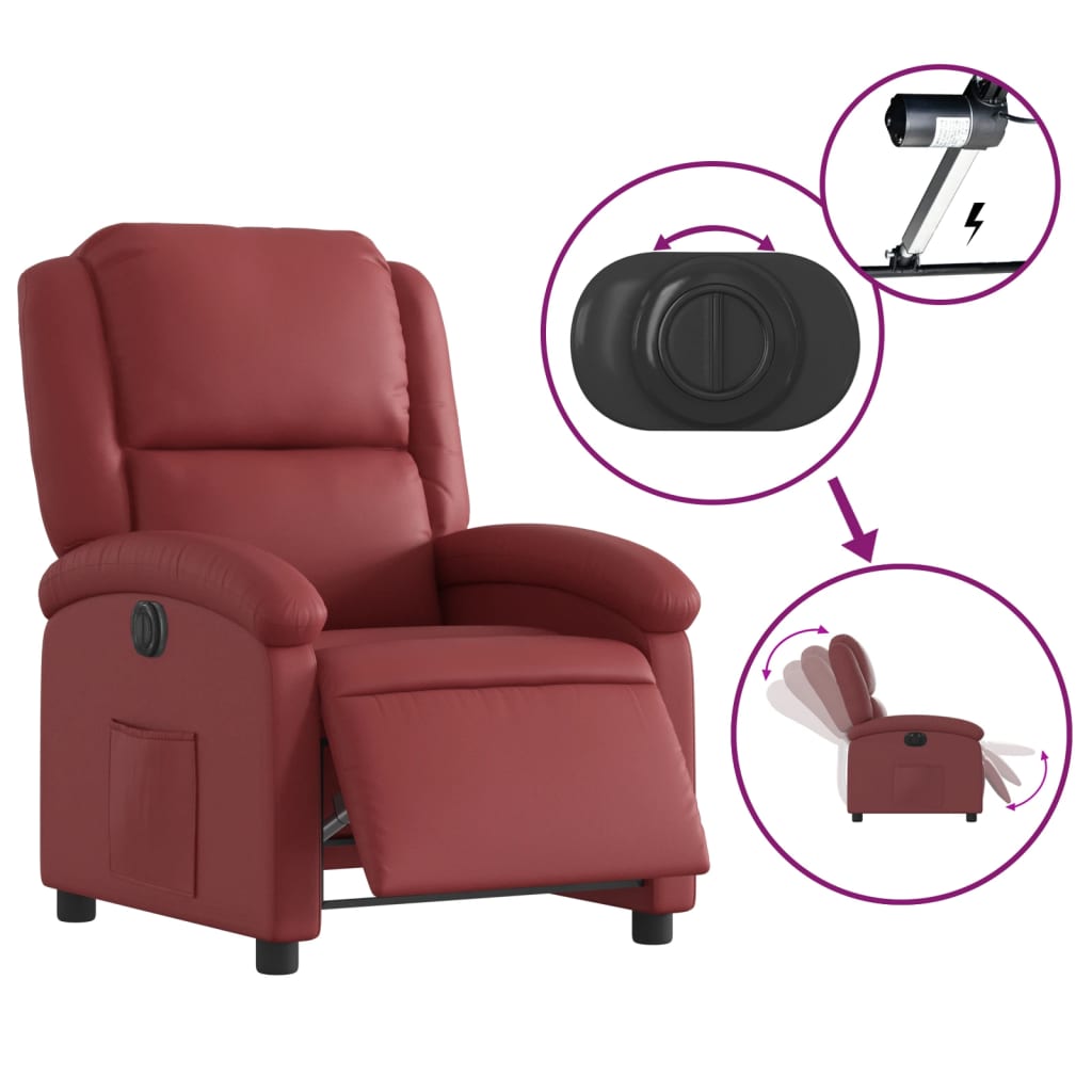 Poltrona Reclinabile Elettrica Rosso Vino in Similpelle | homemem39