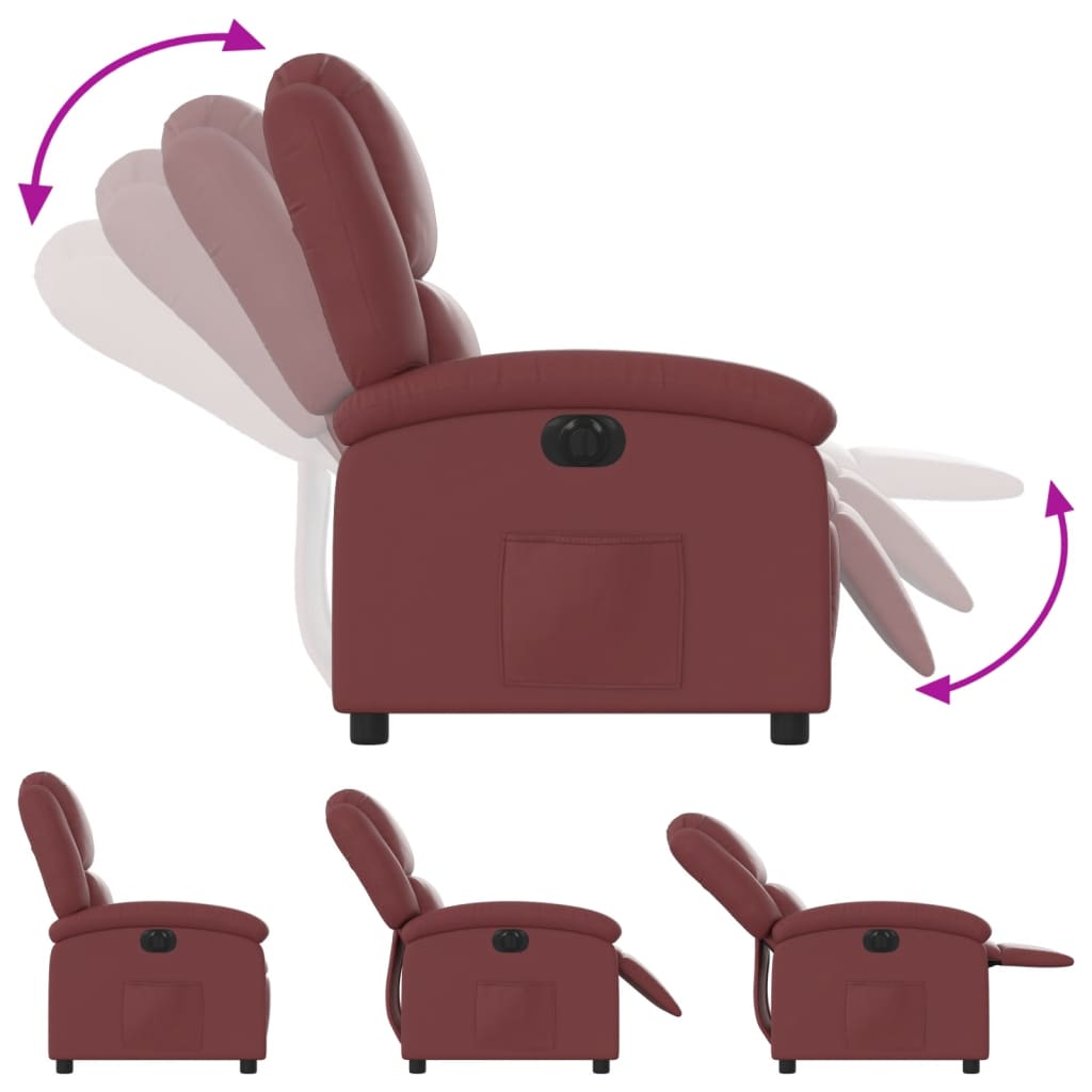 Poltrona Reclinabile Elettrica Rosso Vino in Similpelle | homemem39