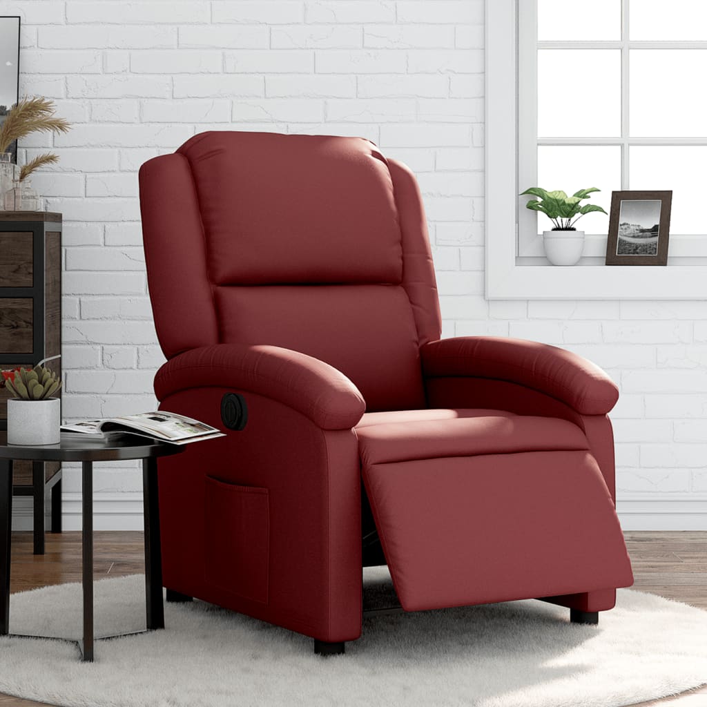 Poltrona Reclinabile Elettrica Rosso Vino in Similpelle | homemem39