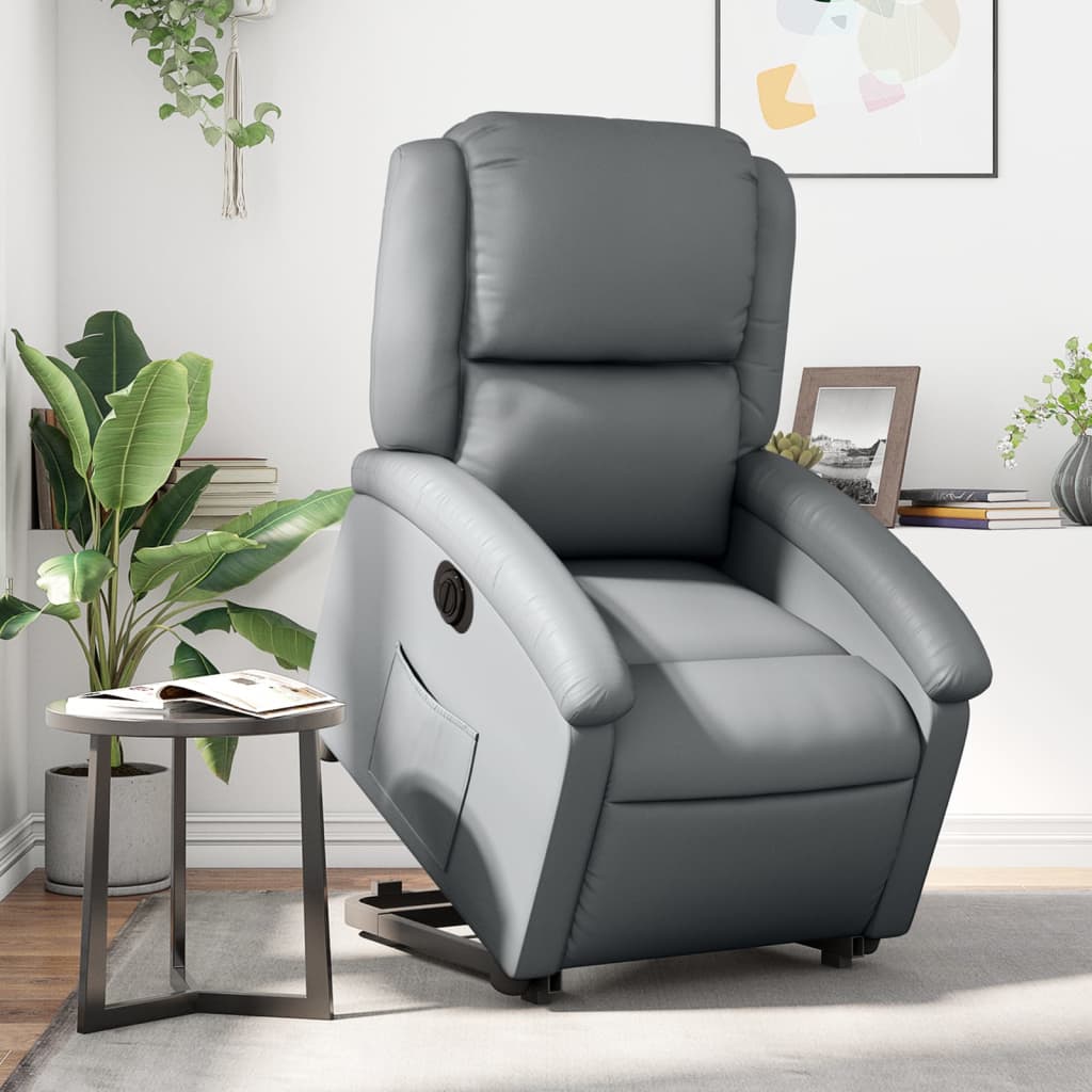 Poltrona Alzapersona Reclinabile Grigio in Similpelle | homemem39