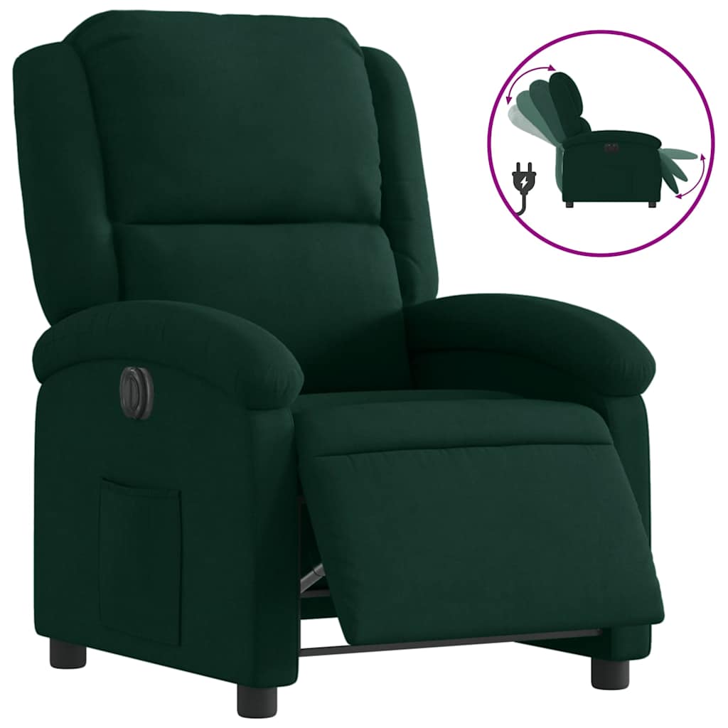 Poltrona Elettrica Reclinabile Verde Scuro in Vera Pelle | homemem39