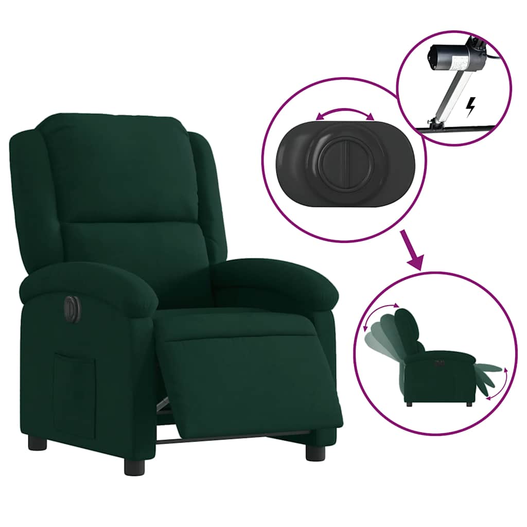 Poltrona Elettrica Reclinabile Verde Scuro in Vera Pelle | homemem39