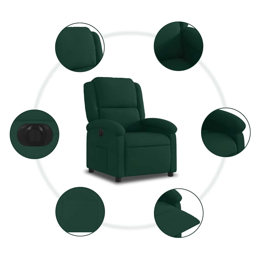 Poltrona Elettrica Reclinabile Verde Scuro in Vera Pelle | homemem39