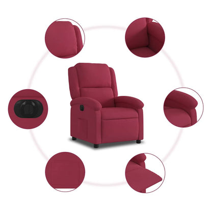 Poltrona Elettrica Reclinabile Rosso Vino in Tessuto | homemem39