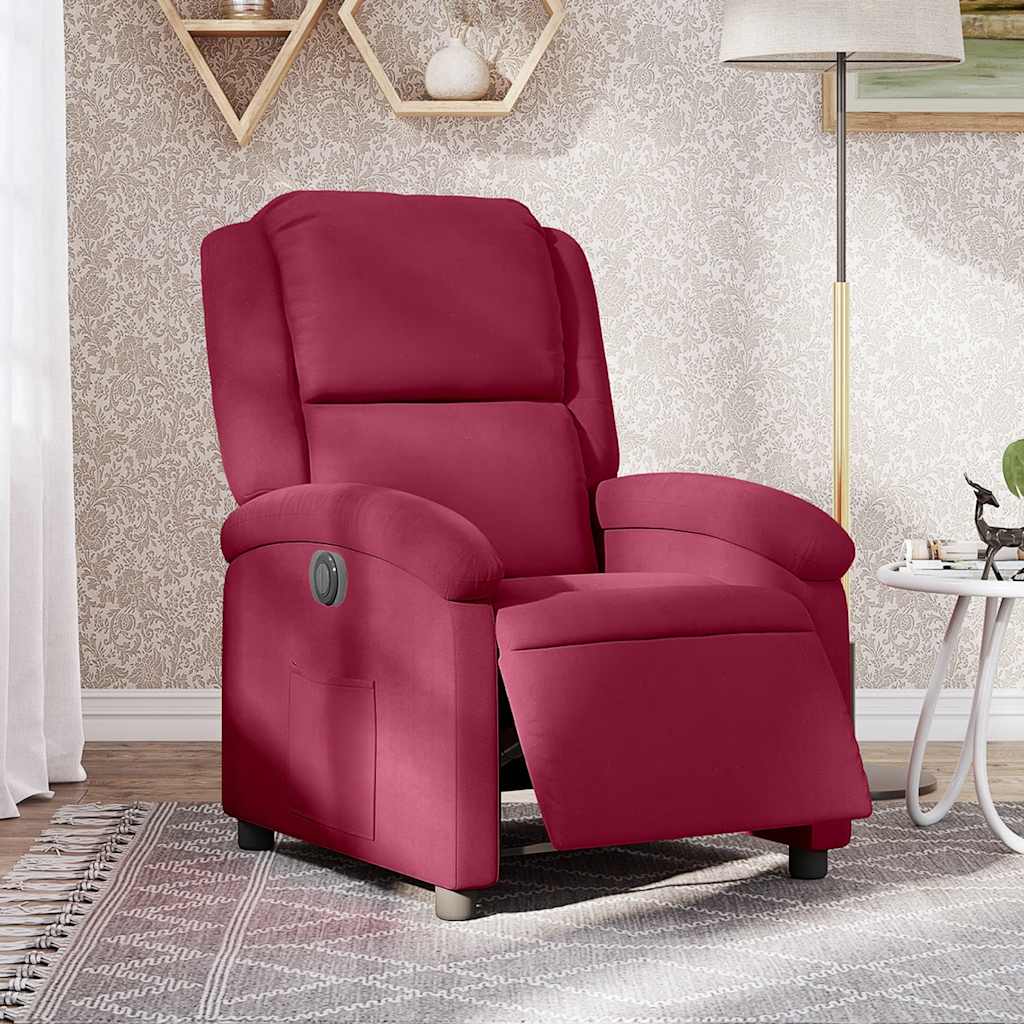 Poltrona Elettrica Reclinabile Rosso Vino in Tessuto | homemem39