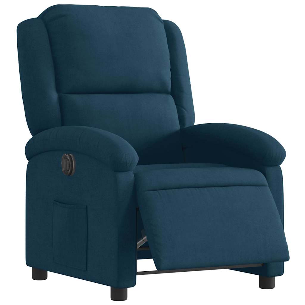 Poltrona Reclinabile Elettrica Blu in Velluto | homemem39