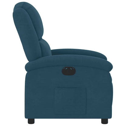 Poltrona Reclinabile Elettrica Blu in Velluto