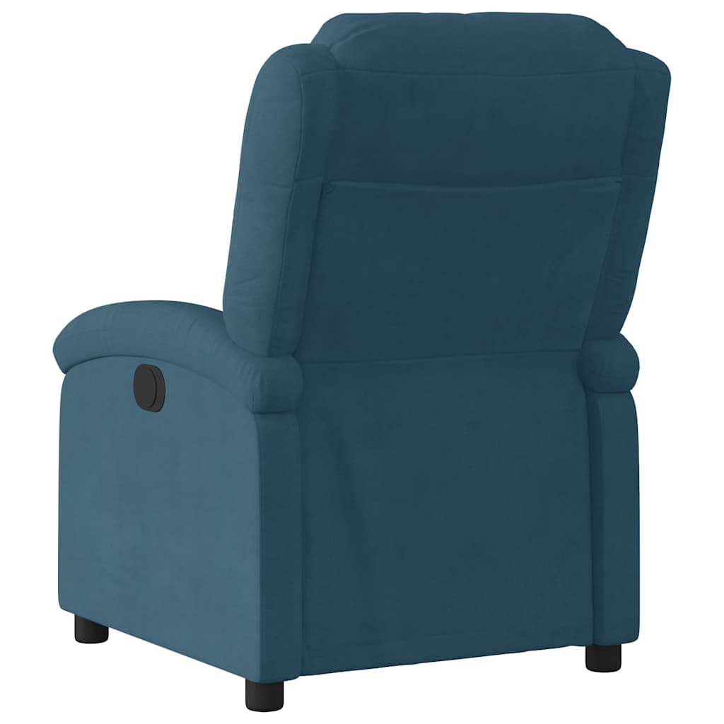 Poltrona Reclinabile Elettrica Blu in Velluto