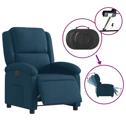 Poltrona Reclinabile Elettrica Blu in Velluto | homemem39