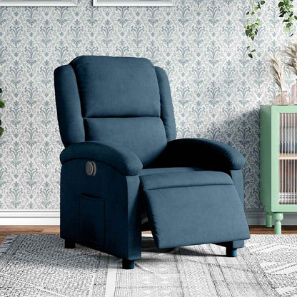 Poltrona Reclinabile Elettrica Blu in Velluto