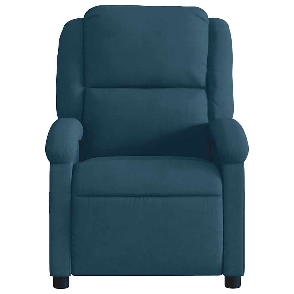 Poltrona Massaggiante Reclinabile Elettrica Blu in Velluto