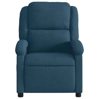 Poltrona Massaggiante Reclinabile Elettrica Blu in Velluto