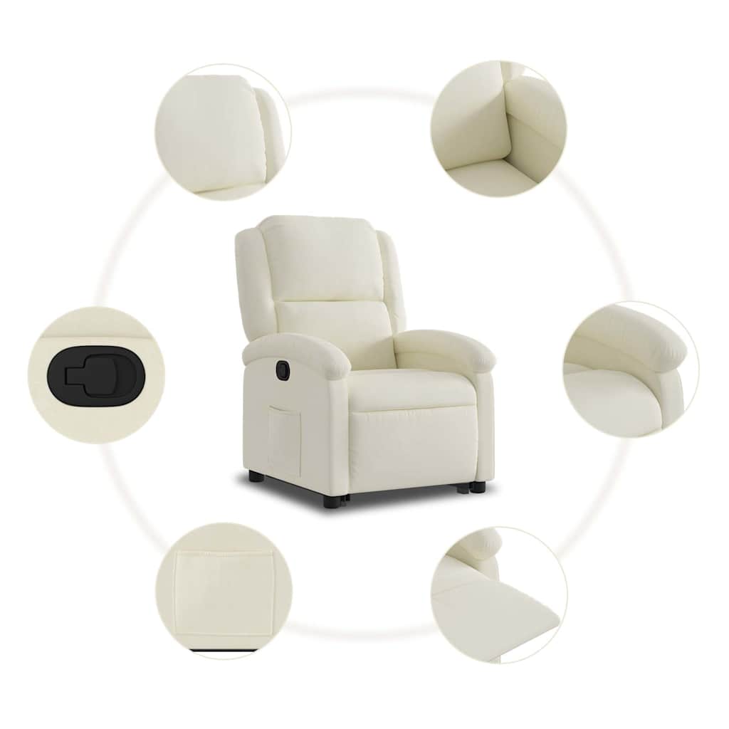 Poltrona Alzapersona Reclinabile Crema in Velluto | homemem39