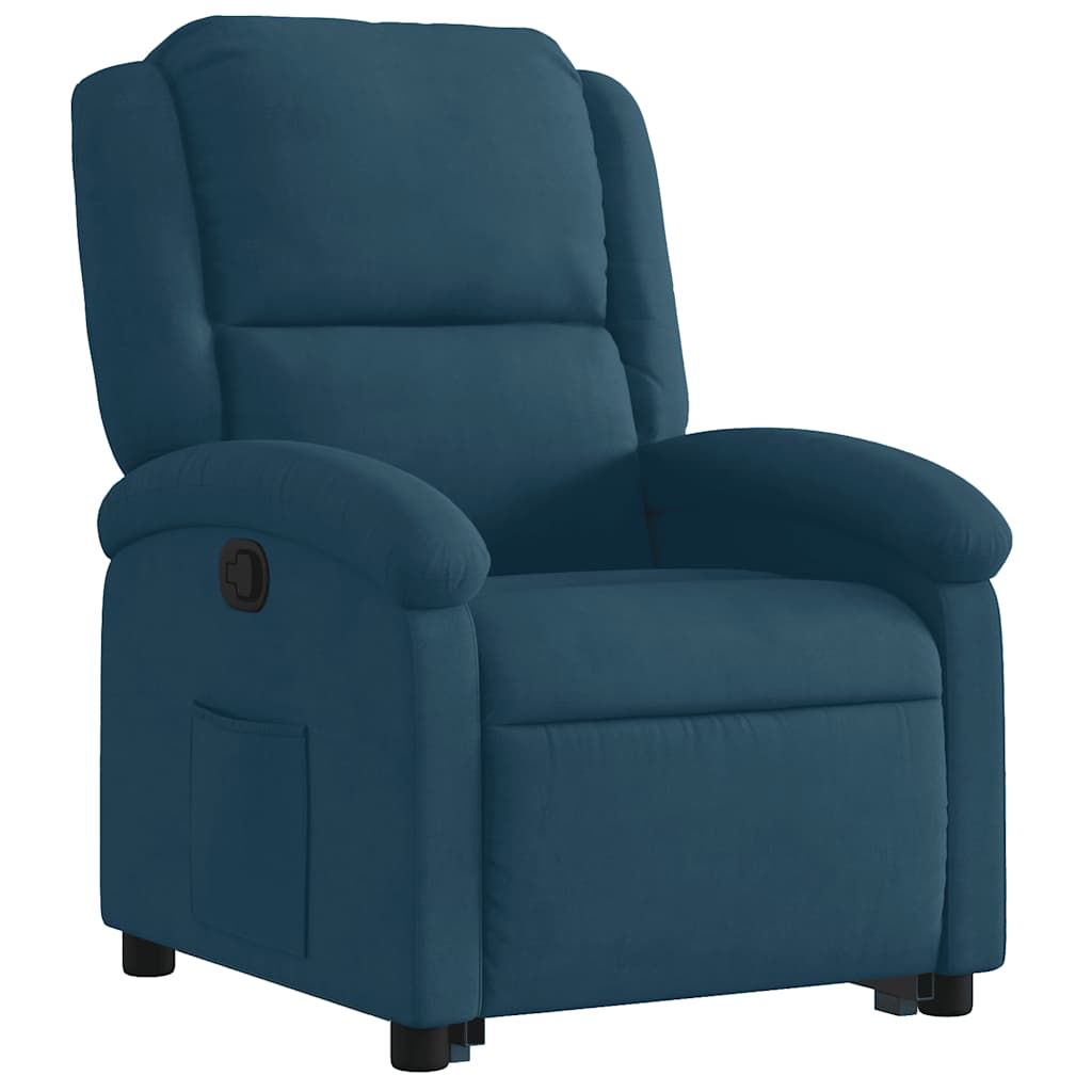 Poltrona Alzapersona Reclinabile Blu in Velluto | homemem39