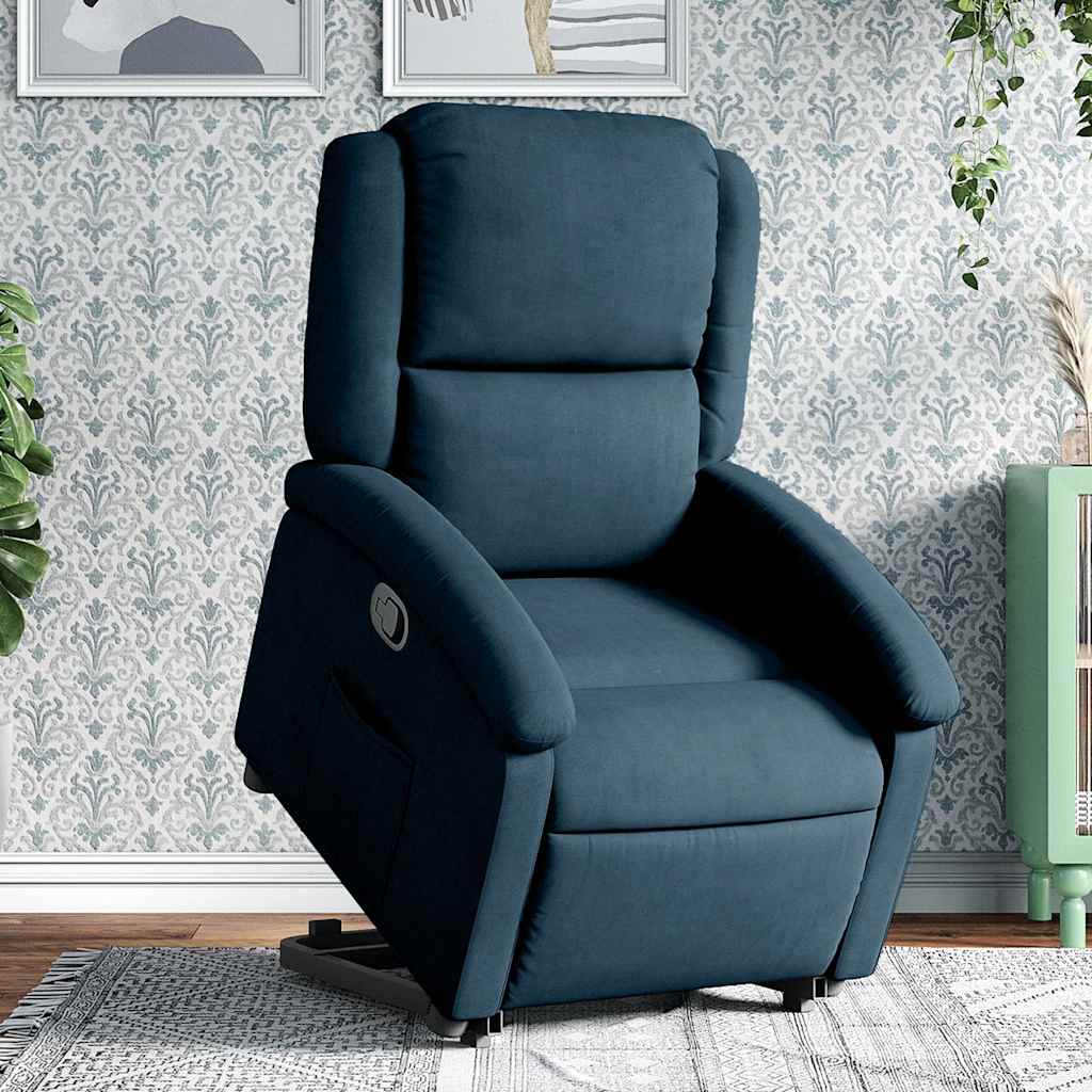 Poltrona Alzapersona Reclinabile Blu in Velluto | homemem39