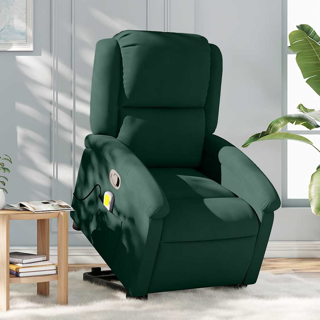 Poltrona Alzapersona Reclinabile Verde Scuro in Velluto | homemem39