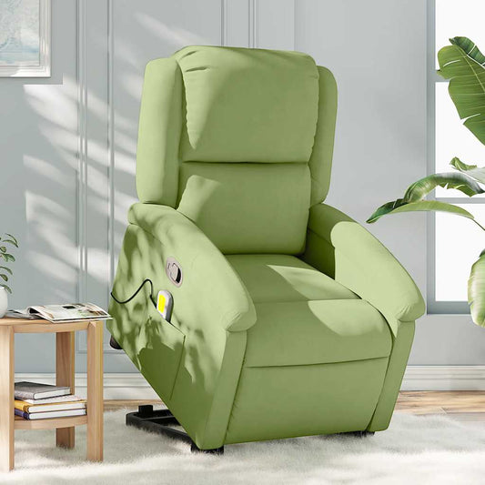 Poltrona Alzapersona Reclinabile Verde Chiaro in Velluto