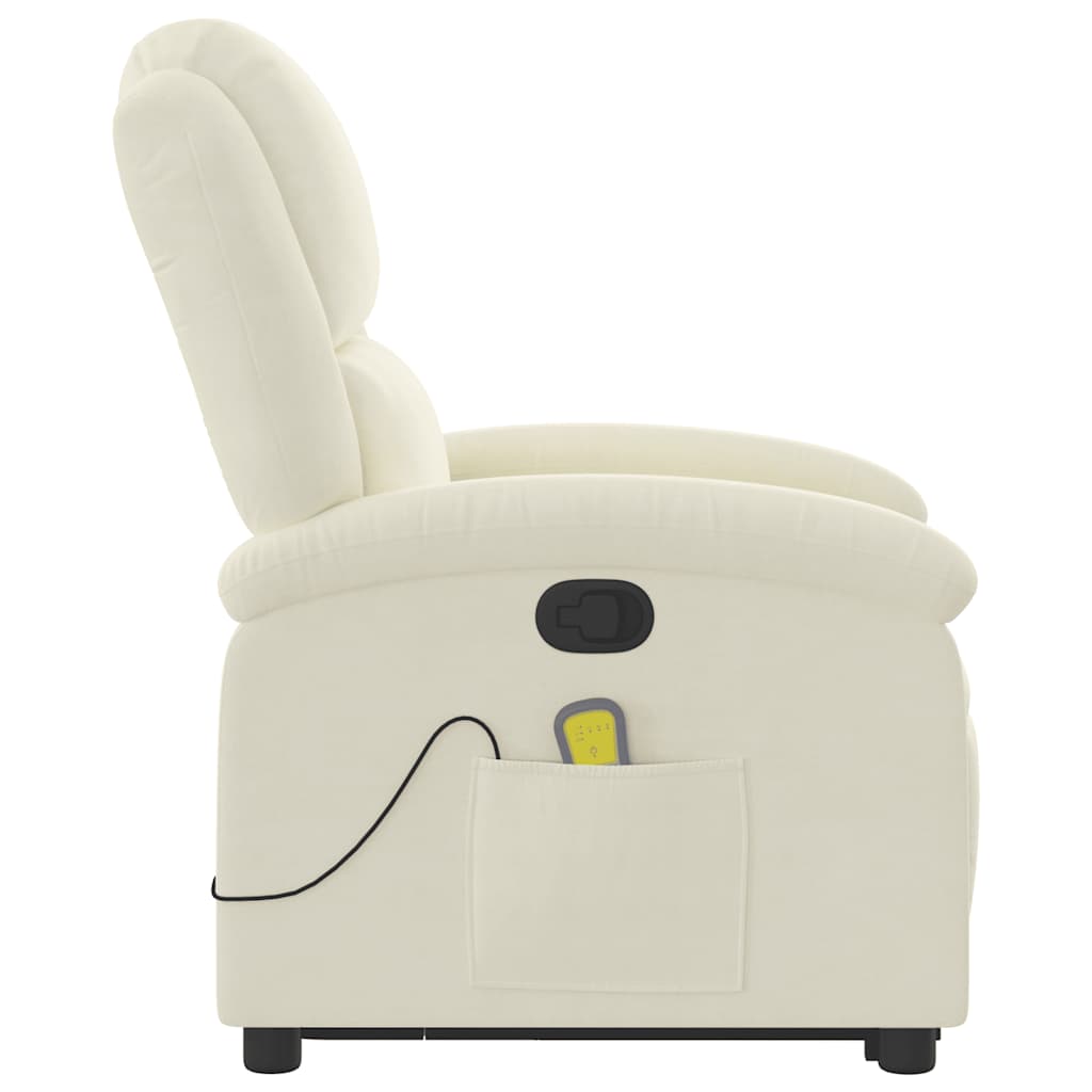 Poltrona Alzapersona Massaggiante Reclinabile Crema in Velluto - homemem39