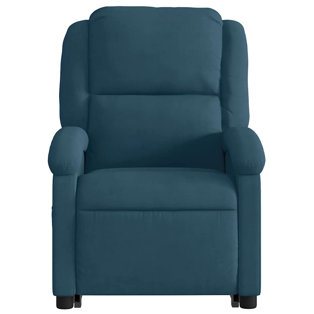 Poltrona Alzapersona Reclinabile Elettrica Blu in Velluto