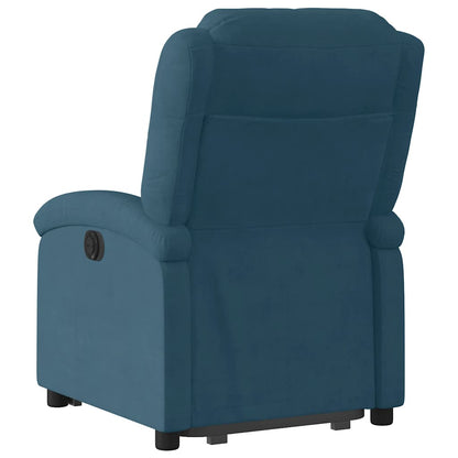 Poltrona Alzapersona Reclinabile Elettrica Blu in Velluto