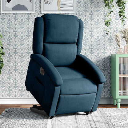 Poltrona Alzapersona Reclinabile Elettrica Blu in Velluto