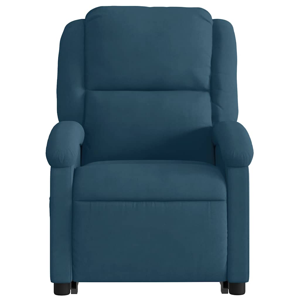 Poltrona Alzapersona Massaggi Reclinabile Elettrica Blu Velluto