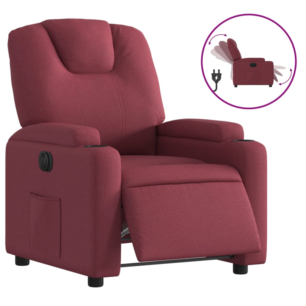 Poltrona Elettrica Reclinabile Rosso Vino in Tessuto | homemem39