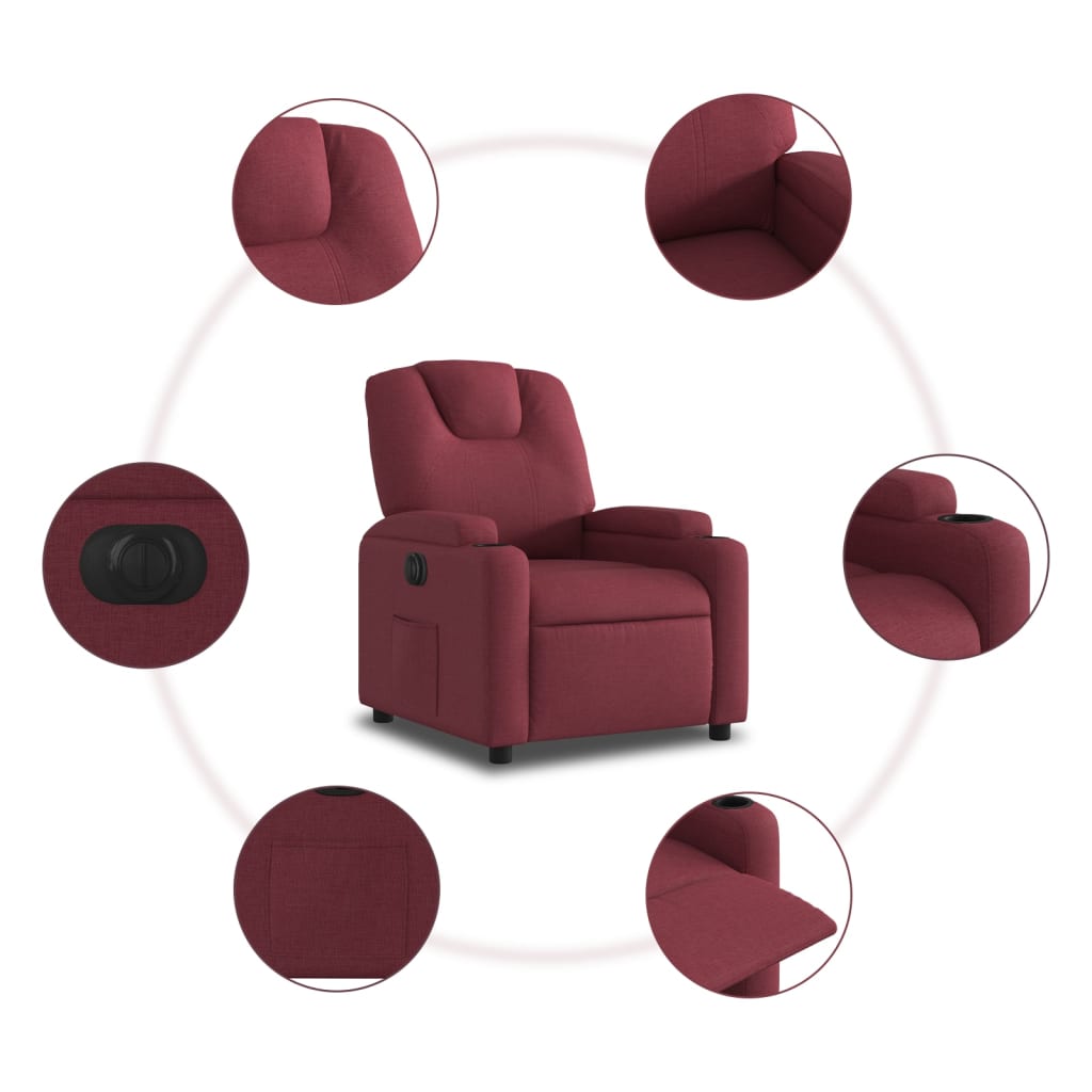 Poltrona Elettrica Reclinabile Rosso Vino in Tessuto | homemem39