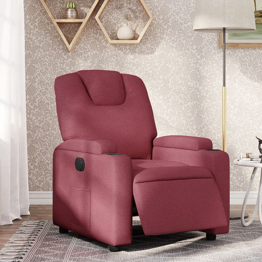 Poltrona Elettrica Reclinabile Rosso Vino in Tessuto | homemem39