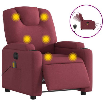 Poltrona Massaggiante Reclinabile Elettrica Rosso Vino Tessuto | homemem39