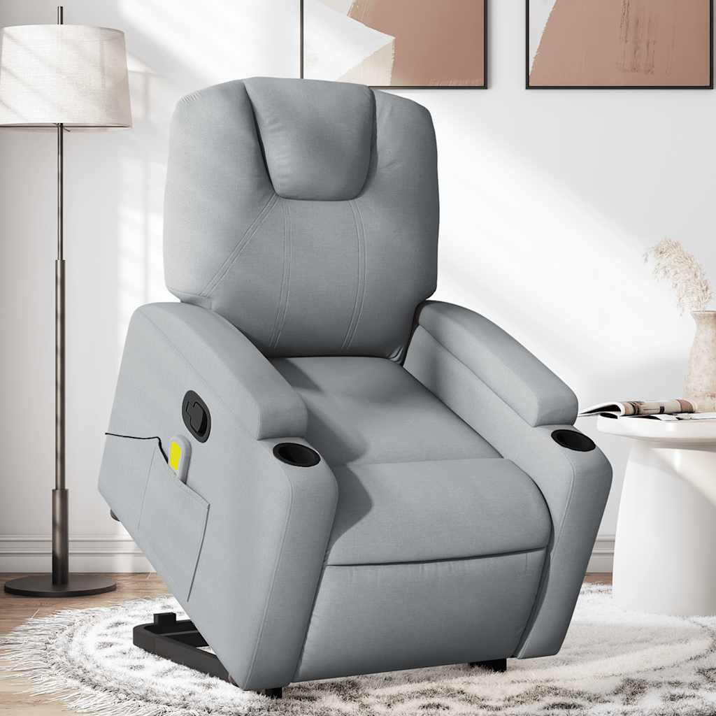 Poltrona Alzapersona Massaggi Reclinabile Grigio Chiaro Tessuto | homemem39