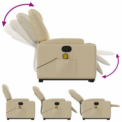Poltrona Alzapersona Massaggiante Reclinabile Crema in Tessuto | homemem39
