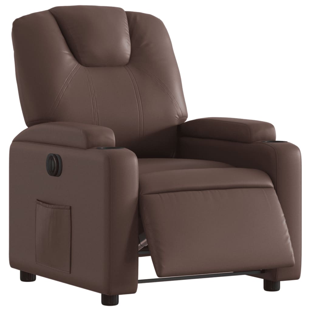 Poltrona Reclinabile Elettrica Marrone in Similpelle | homemem39