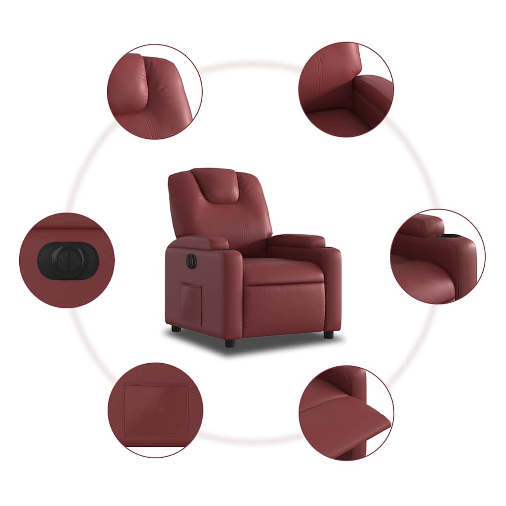 Poltrona Reclinabile Elettrica Rosso Vino in Similpelle | homemem39