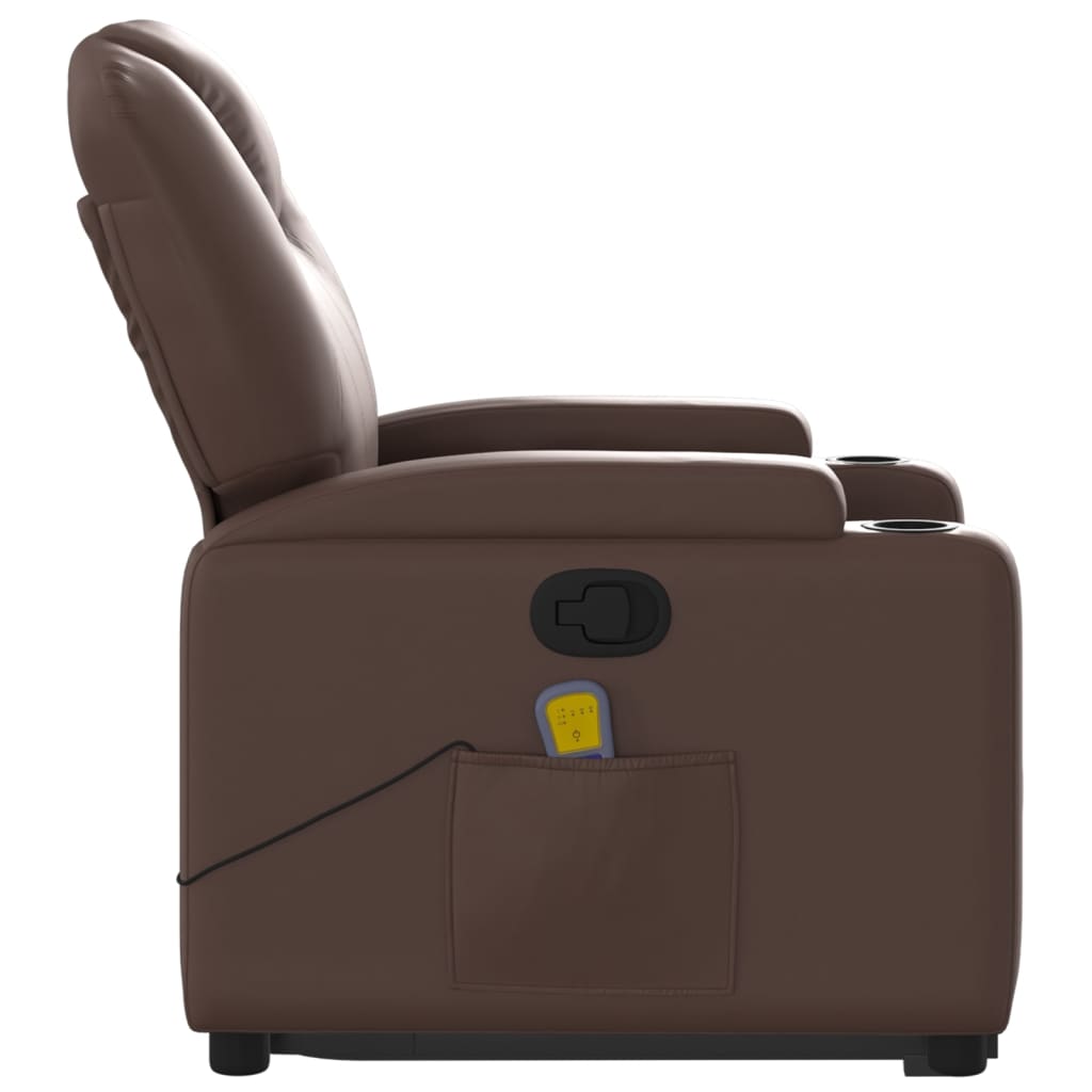 Poltrona Alzapersona Reclinabile Massaggio Marrone Similpelle | homemem39