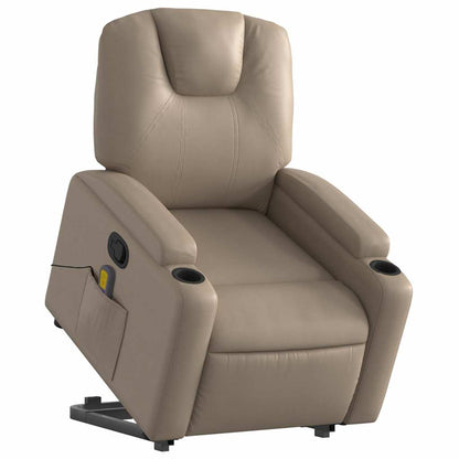 Poltrona Alzapersone Massaggi Reclinabile Cappuccino Similpelle | homemem39