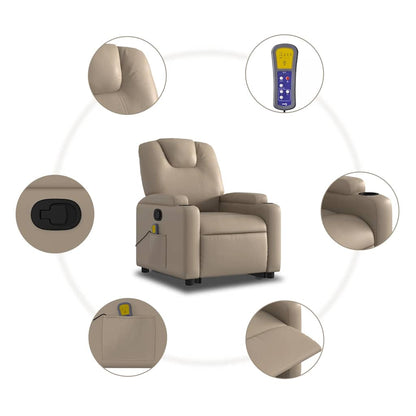 Poltrona Alzapersone Massaggi Reclinabile Cappuccino Similpelle | homemem39