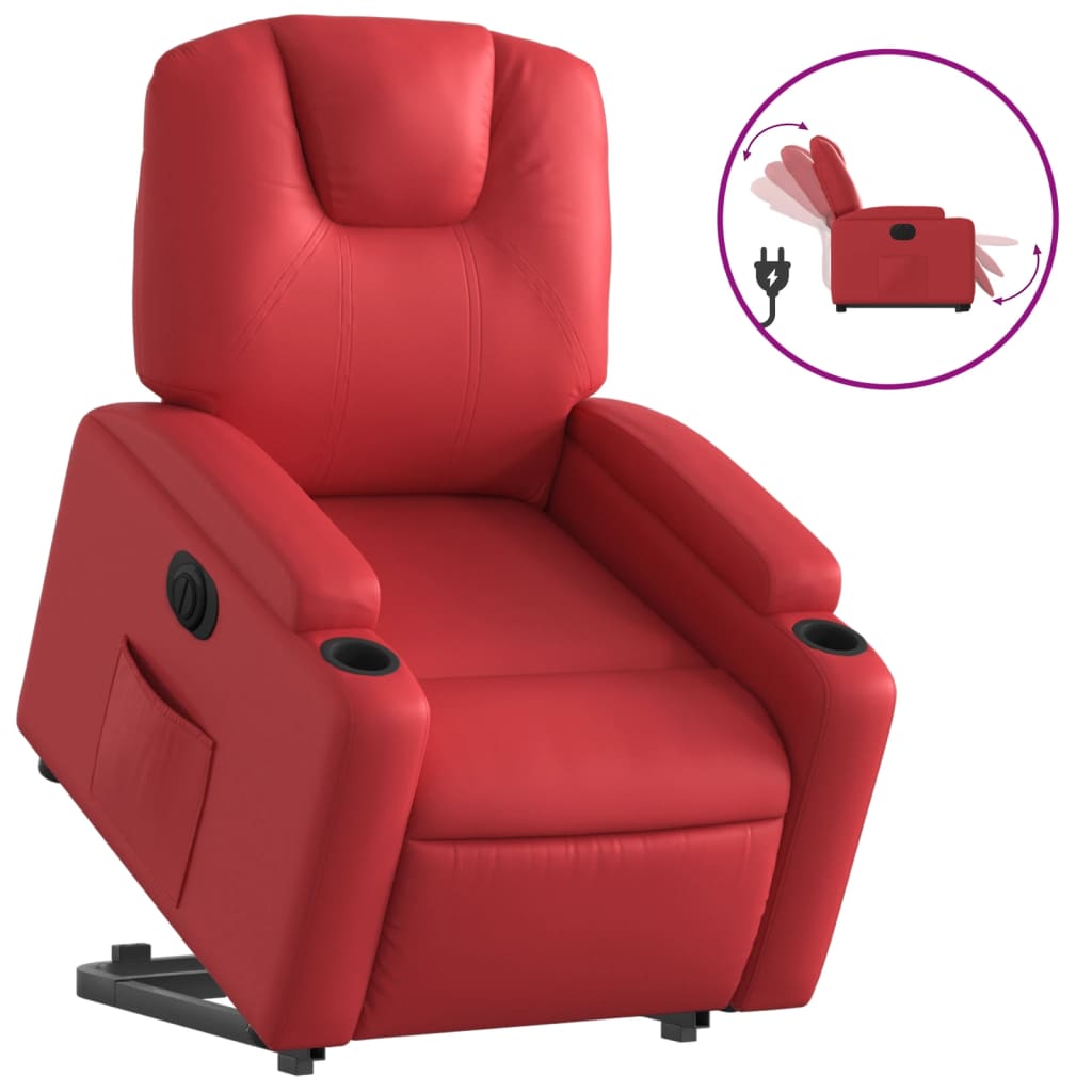 Poltrona Alzapersona Reclinabile Elettrica Rossa in Similpelle | homemem39