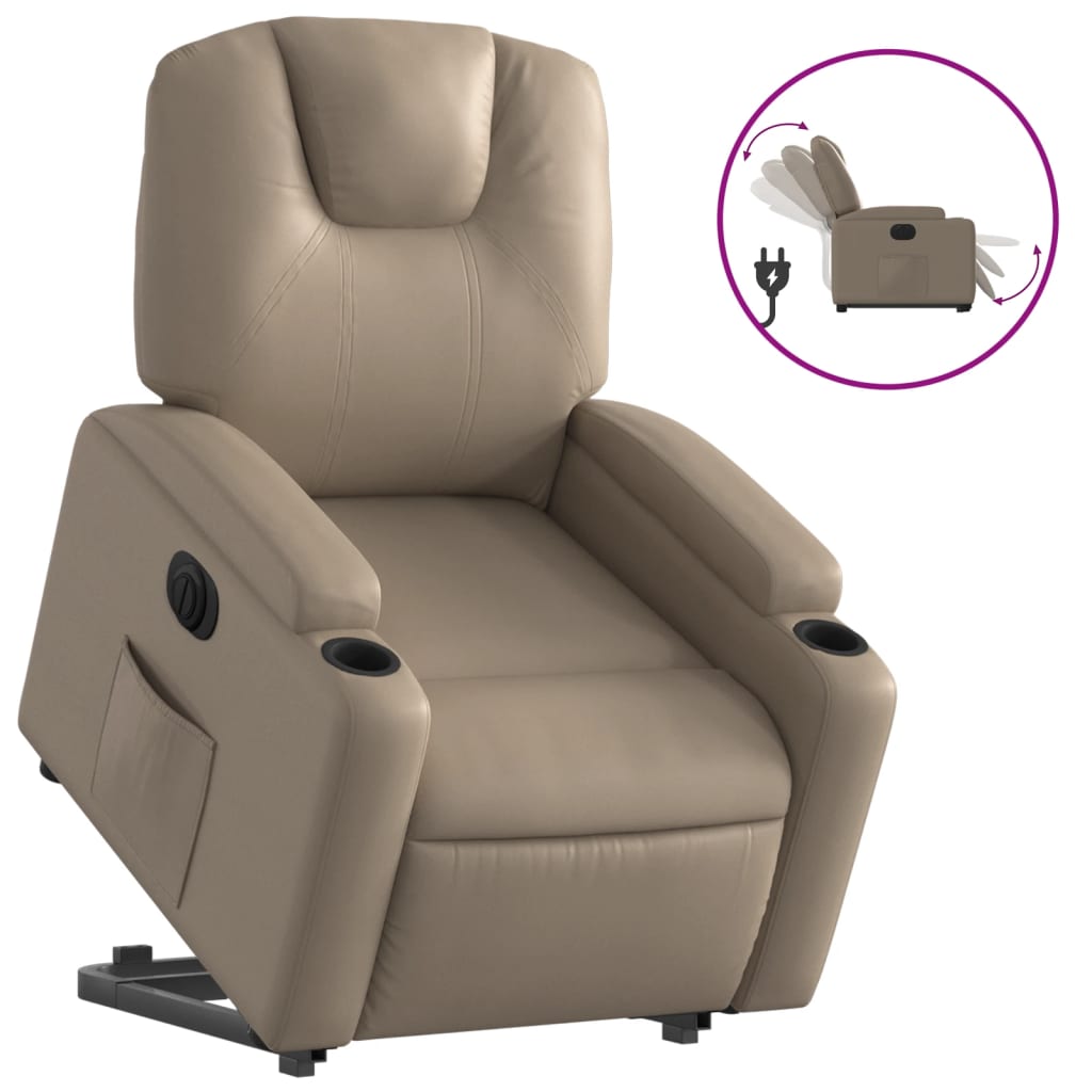 Poltrona Alzapersona Reclinante Elettrica Cappuccino Similpelle | homemem39